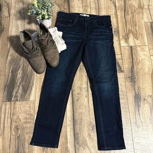 Levi Strauss Dark Wash Taper Adjustable Waistband Denim Jeans Size 16